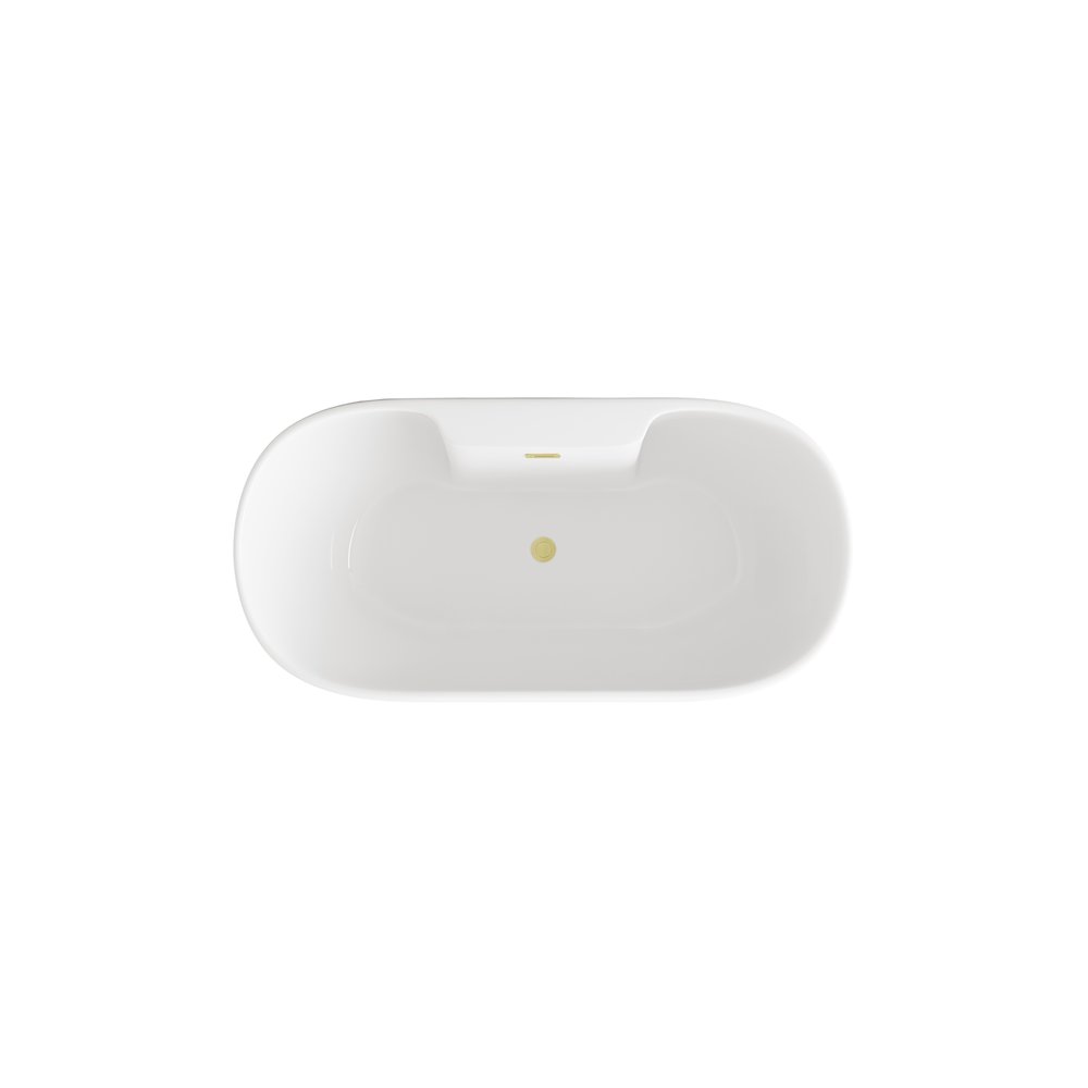 67 inch Bathtub in Glossy White with Brushed Gold Trim. Picture 6