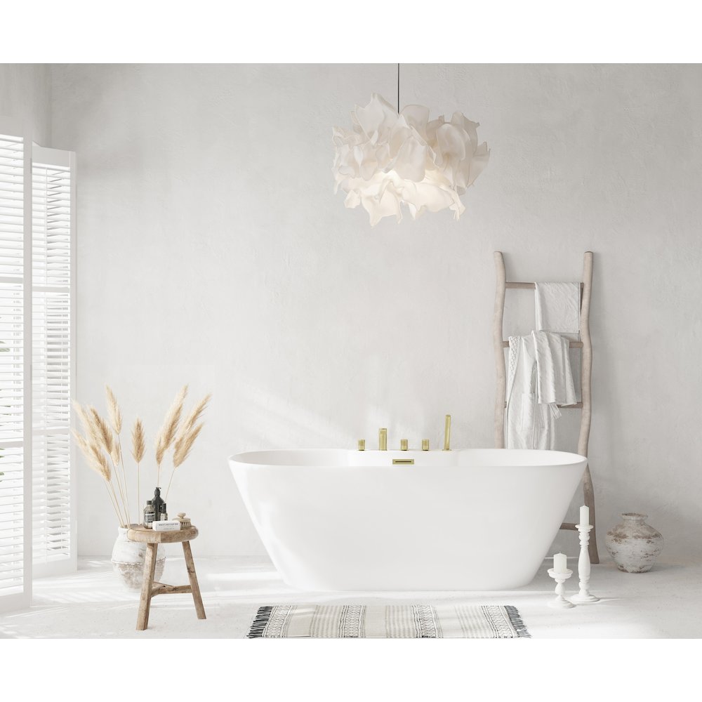 67 inch Bathtub in Glossy White with Brushed Gold Trim. Picture 9
