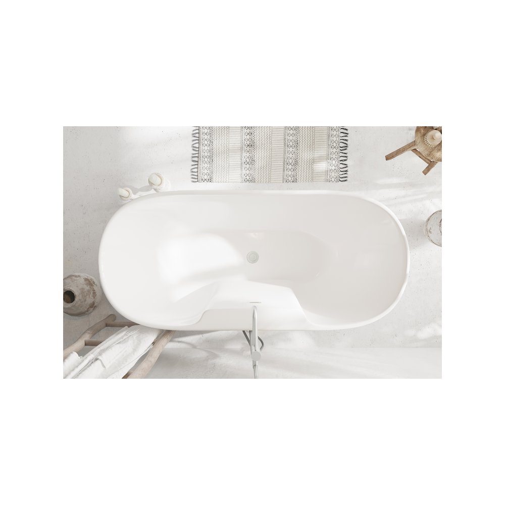 67 inch Bathtub in Glossy White with Brushed Nickel Trim. Picture 4