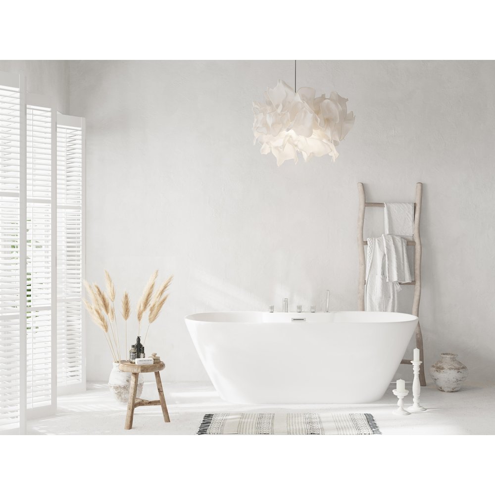 67 inch Bathtub in Glossy White with Brushed Nickel Trim. Picture 9