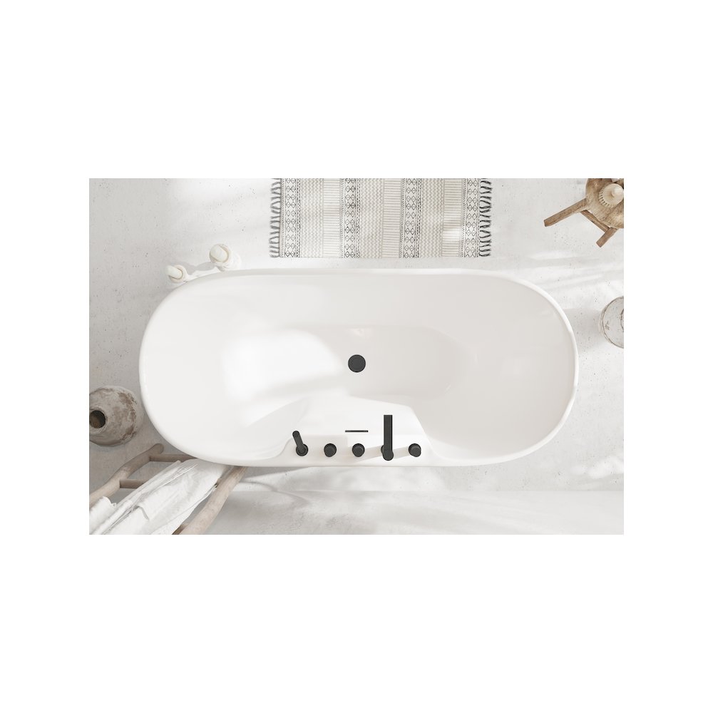 67 inch Bathtub in Glossy White with Matte Black Trim. Picture 11
