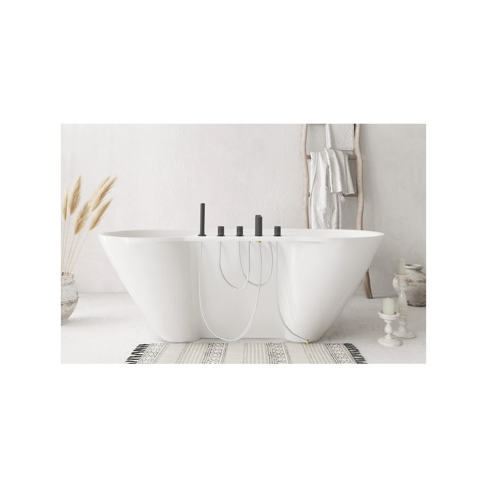 67 inch Bathtub in Glossy White with Matte Black Trim. Picture 12