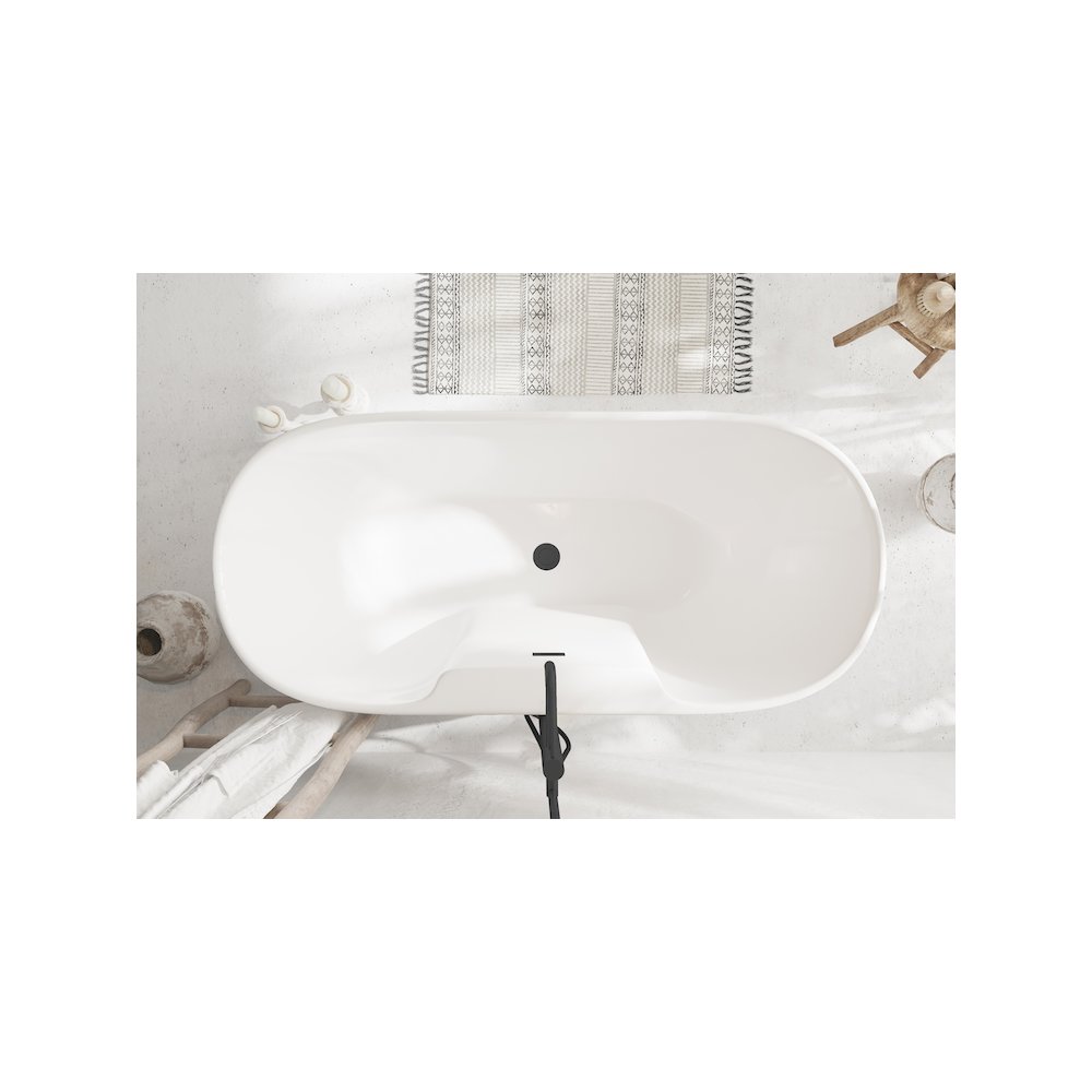 67 inch Bathtub in Glossy White with Matte Black Trim. Picture 4
