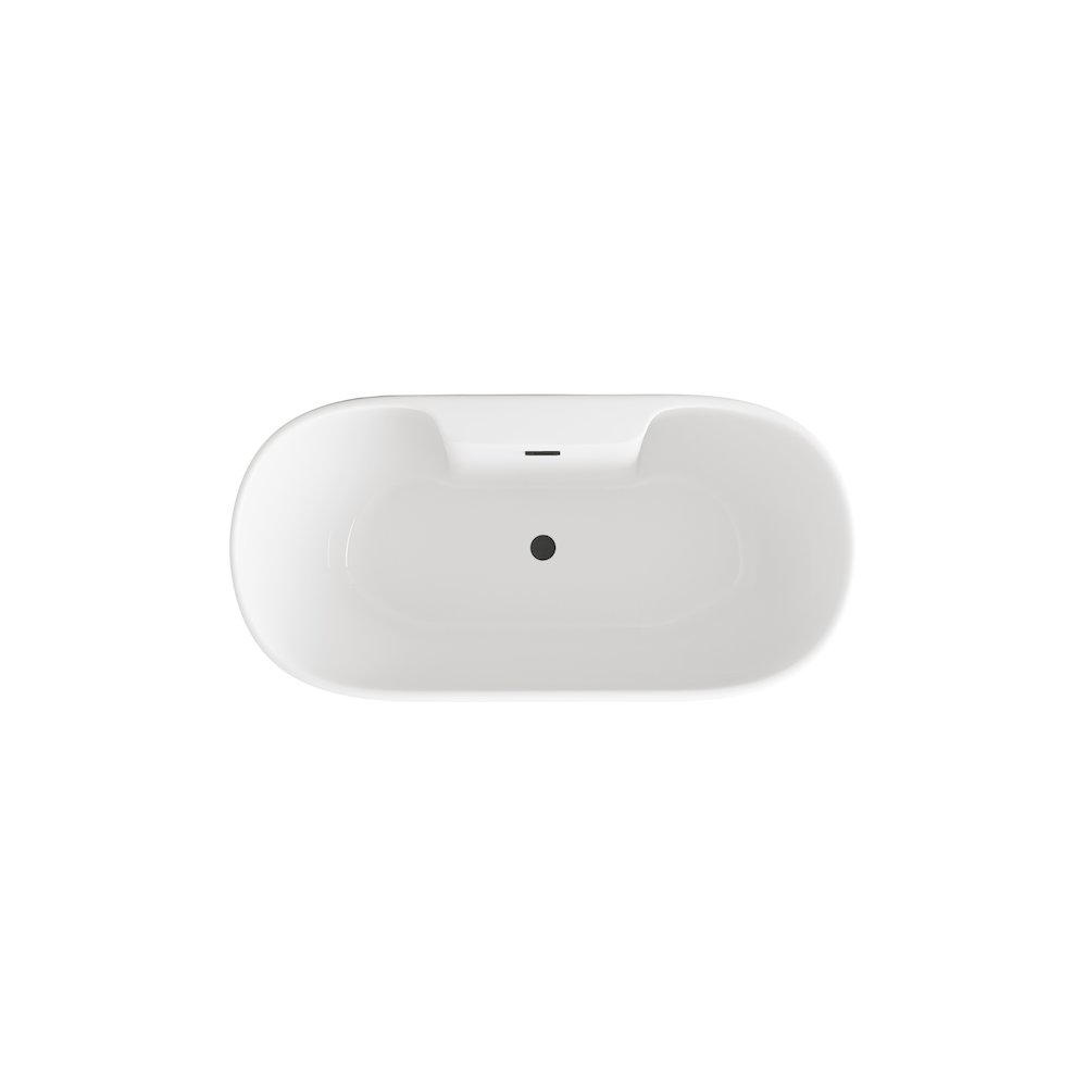 67 inch Bathtub in Glossy White with Matte Black Trim. Picture 6