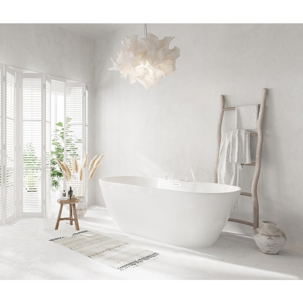 67 inch Bathtub in Glossy White with Polished White Trim. Picture 10