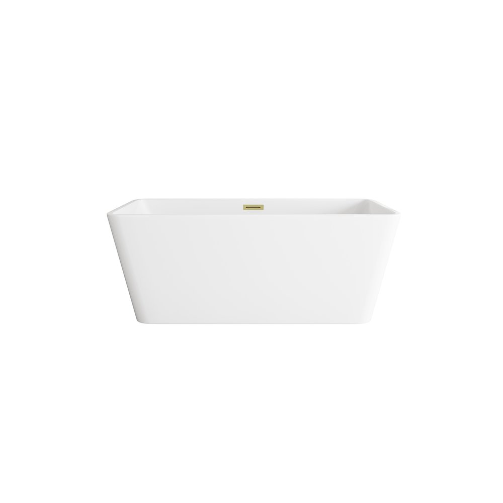 59 inch Bathtub in Glossy White with Brushed Gold Trim. Picture 1