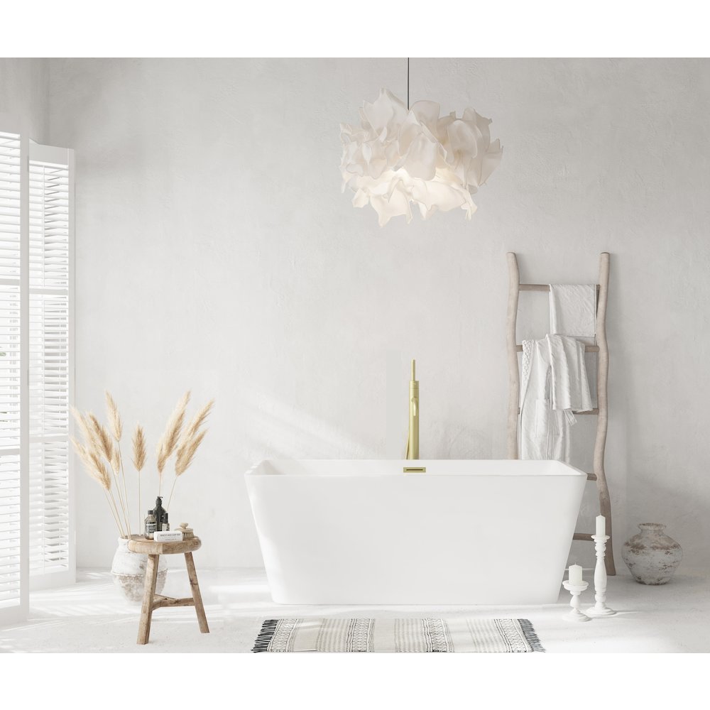 59 inch Bathtub in Glossy White with Brushed Gold Trim. Picture 2