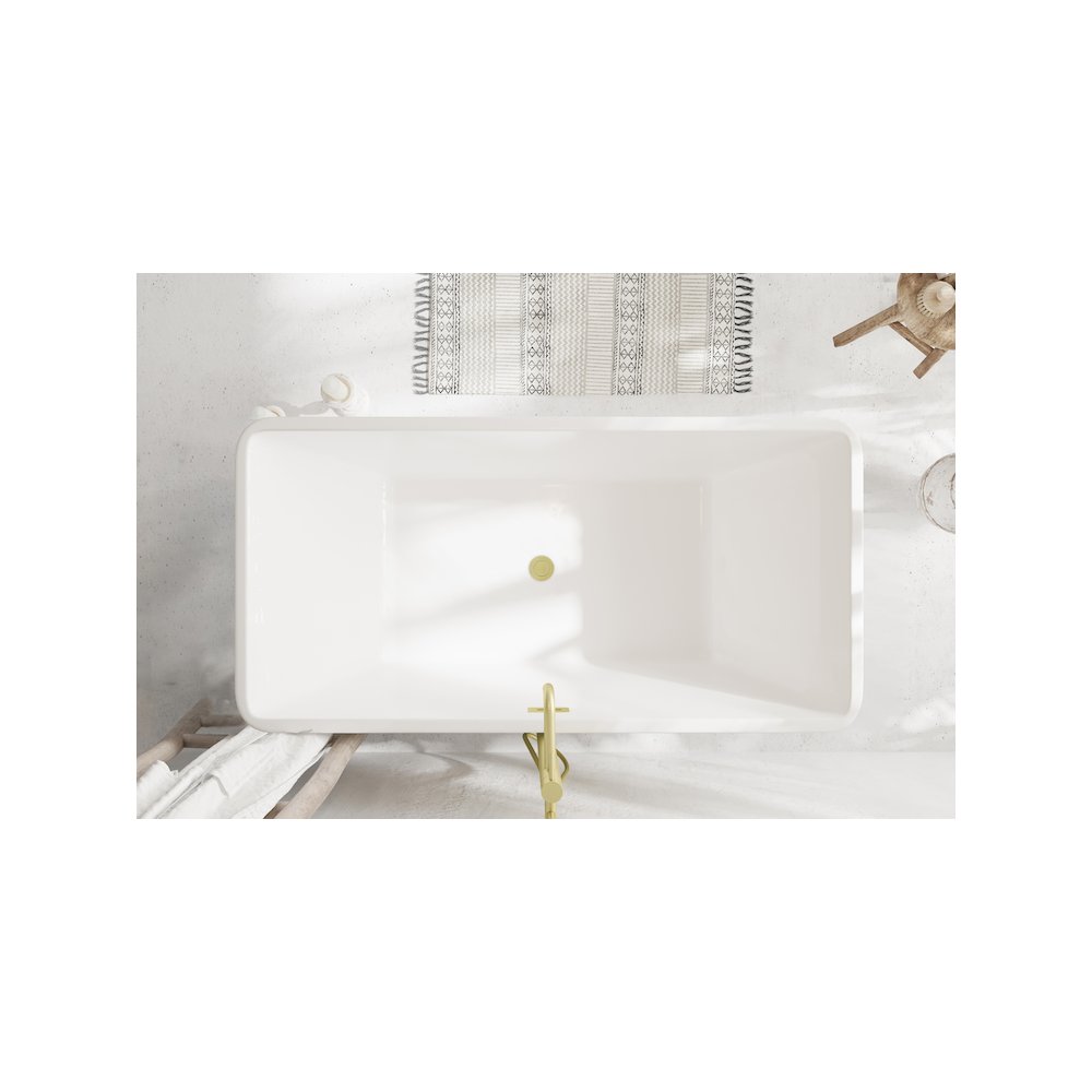 59 inch Bathtub in Glossy White with Brushed Gold Trim. Picture 4