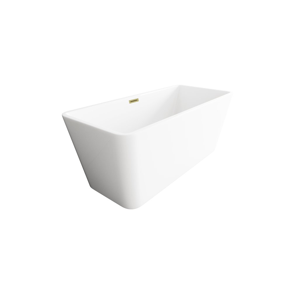 59 inch Bathtub in Glossy White with Brushed Gold Trim. Picture 5