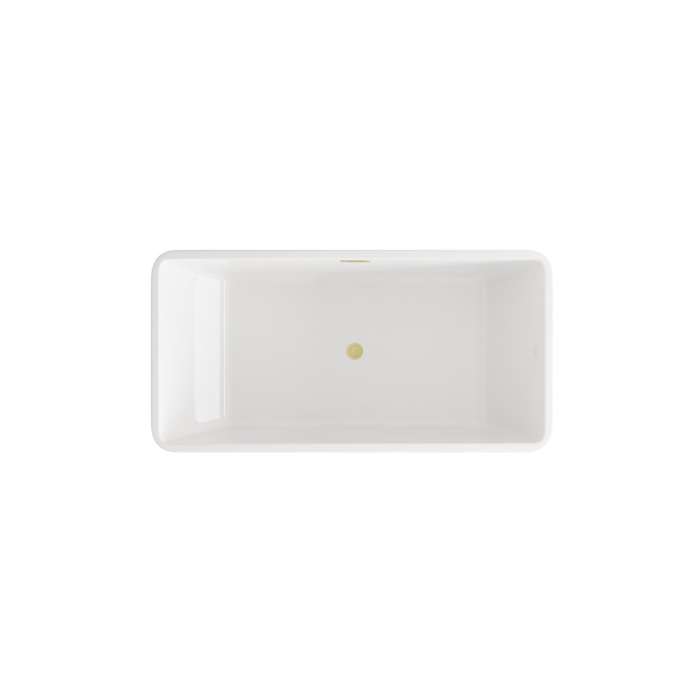 59 inch Bathtub in Glossy White with Brushed Gold Trim. Picture 6