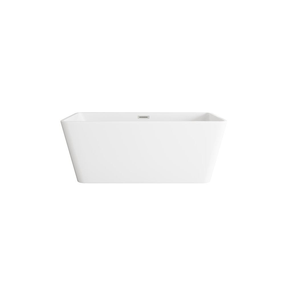 59 inch Bathtub in Glossy White with Brushed Nickel Trim. Picture 1