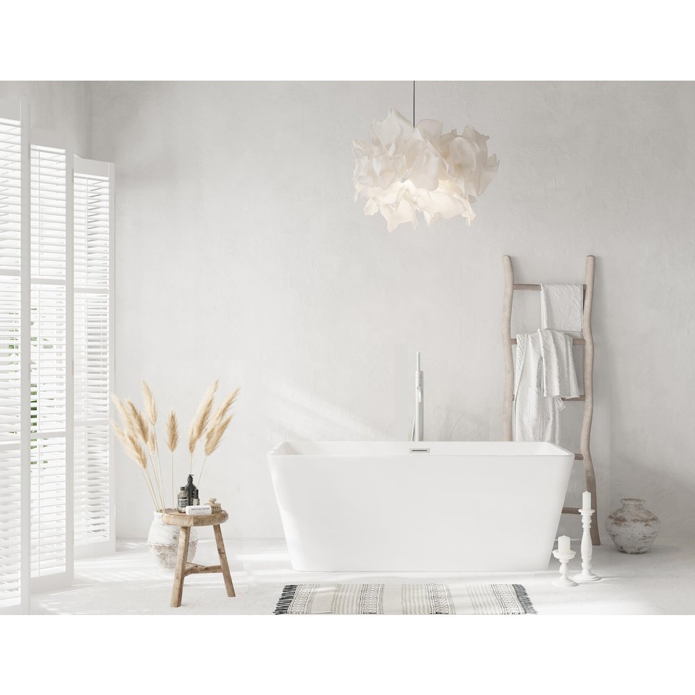 59 inch Bathtub in Glossy White with Brushed Nickel Trim. Picture 2