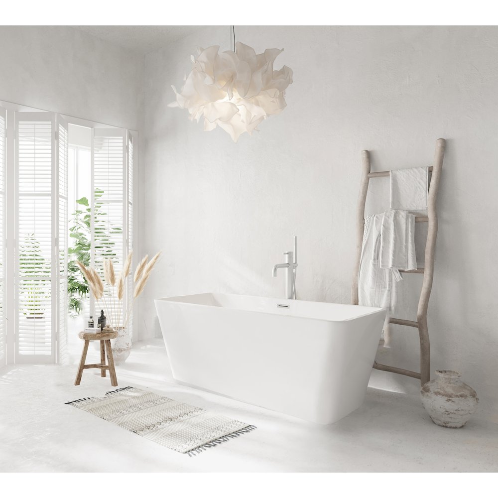 59 inch Bathtub in Glossy White with Brushed Nickel Trim. Picture 3