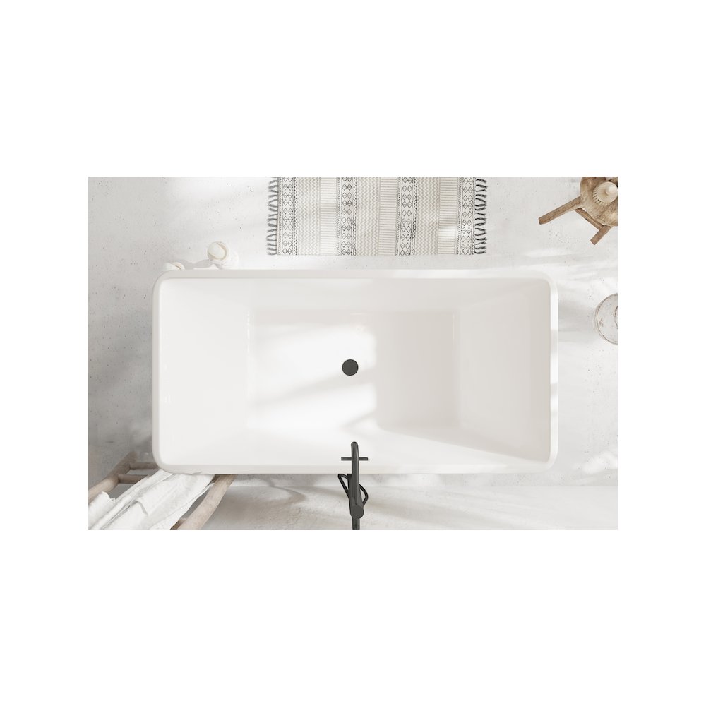 59 inch Bathtub in Glossy White with Matte Black Trim. Picture 4