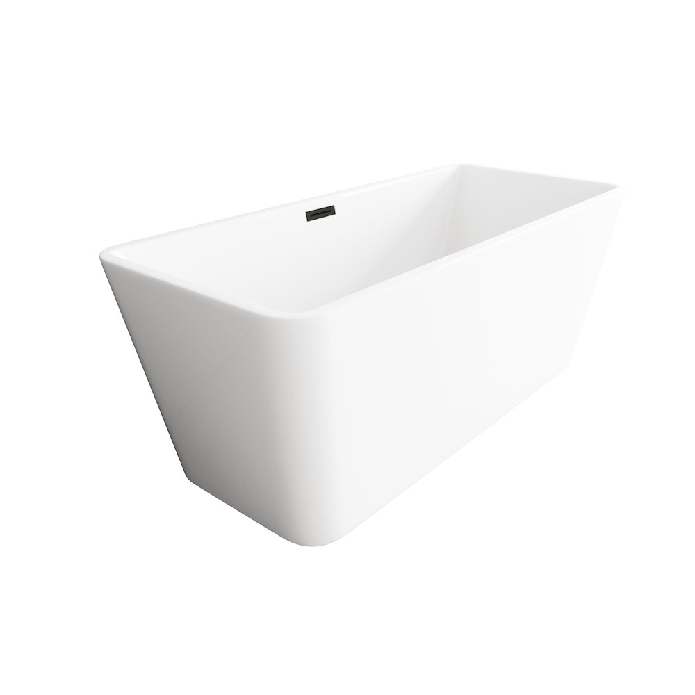 59 inch Bathtub in Glossy White with Matte Black Trim. Picture 5