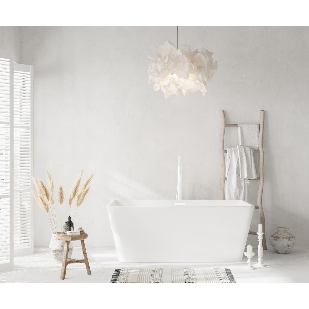 59 inch Bathtub in Glossy White with Polished White Trim. Picture 2