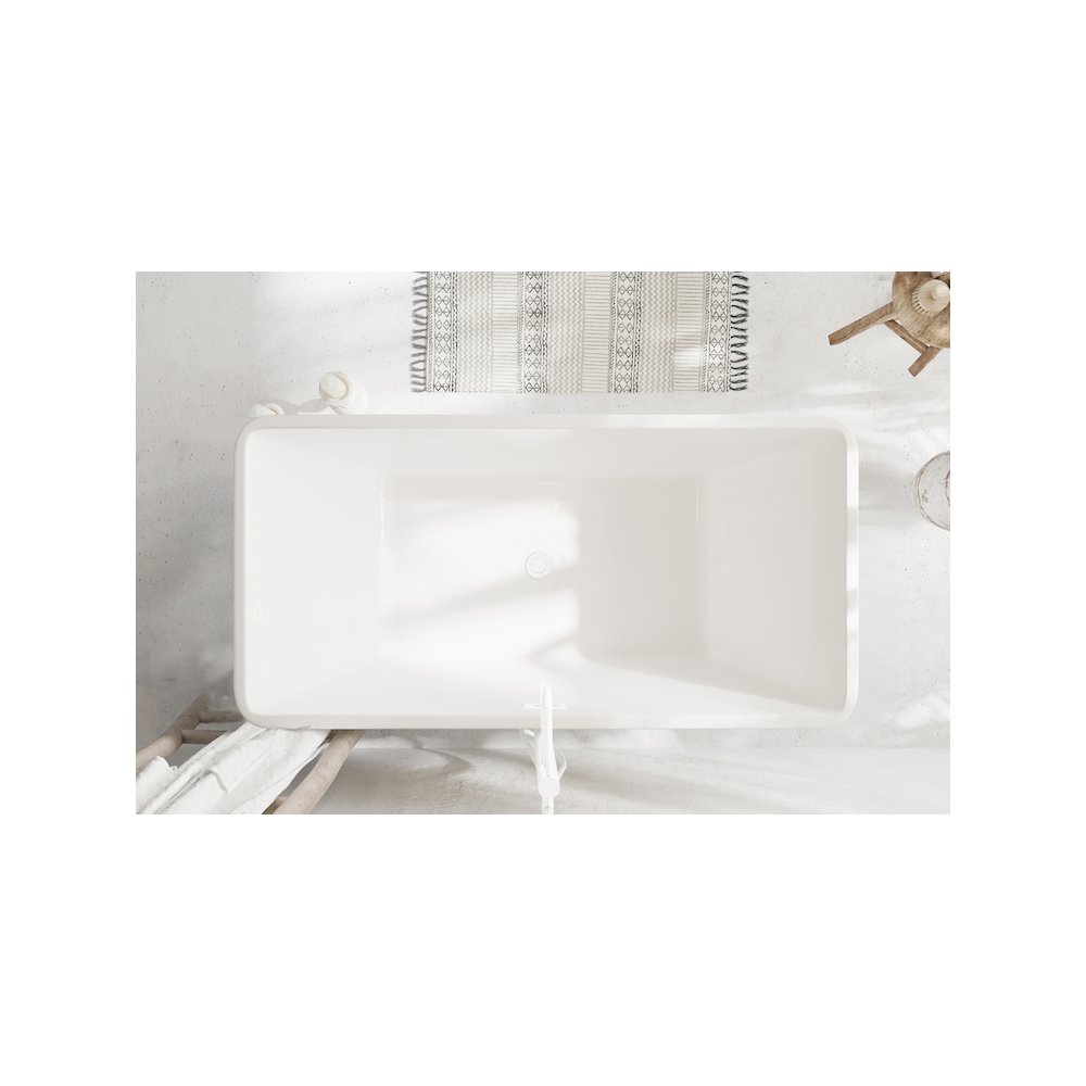 59 inch Bathtub in Glossy White with Polished White Trim. Picture 4