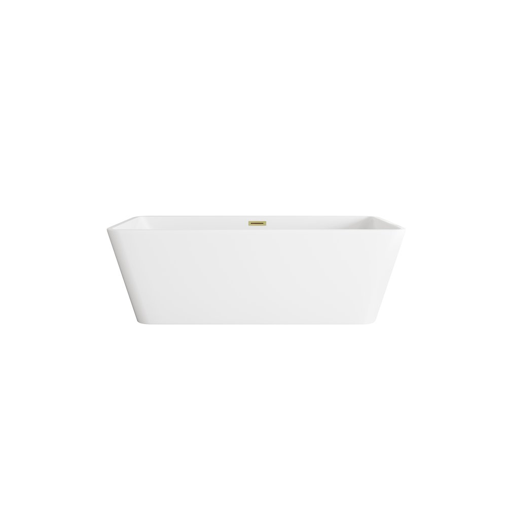 67 inch Bathtub in Glossy White with Brushed Gold Trim. Picture 1