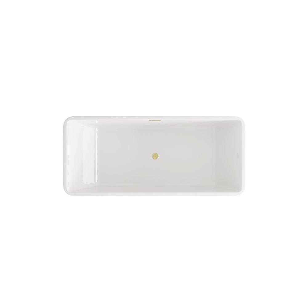 67 inch Bathtub in Glossy White with Brushed Gold Trim. Picture 6