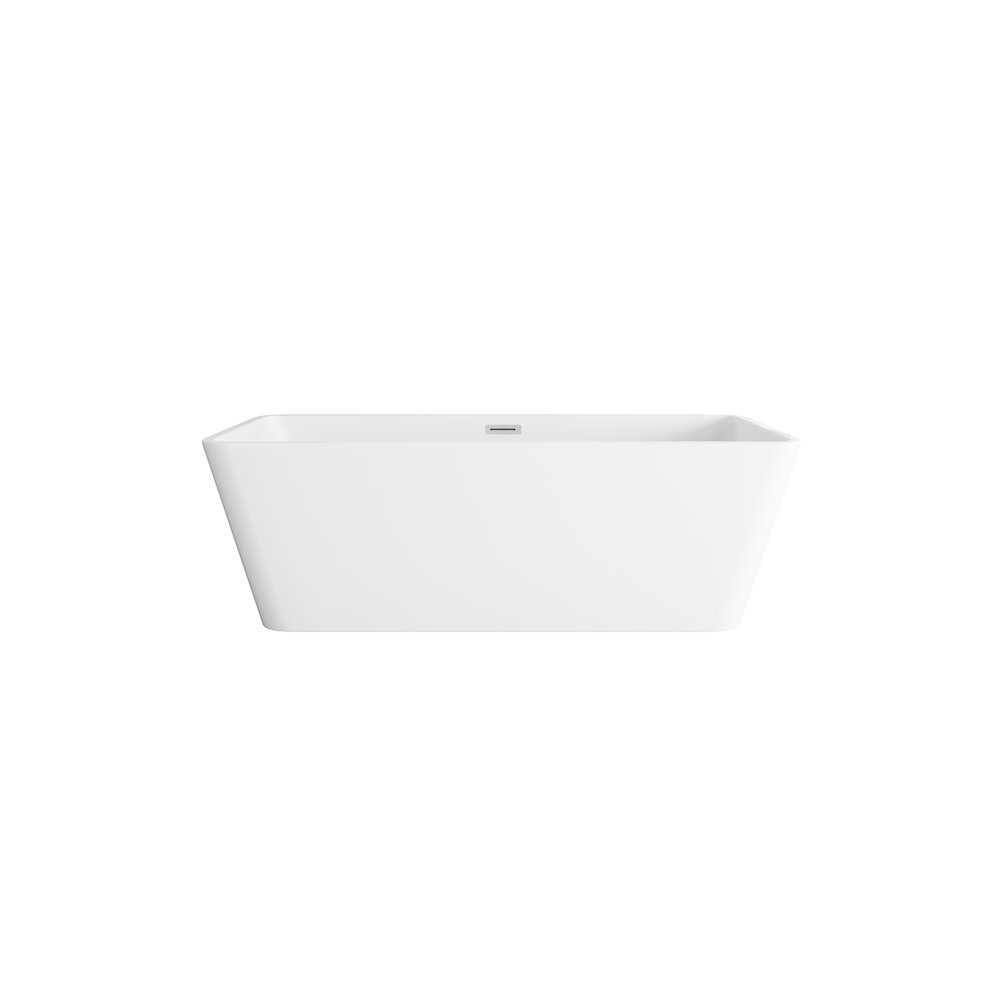 67 inch Bathtub in Glossy White with Brushed Nickel Trim. Picture 1
