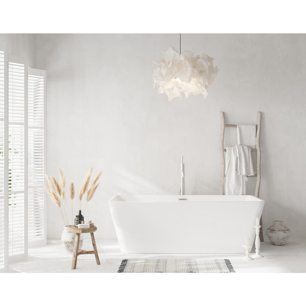 67 inch Bathtub in Glossy White with Brushed Nickel Trim. Picture 2