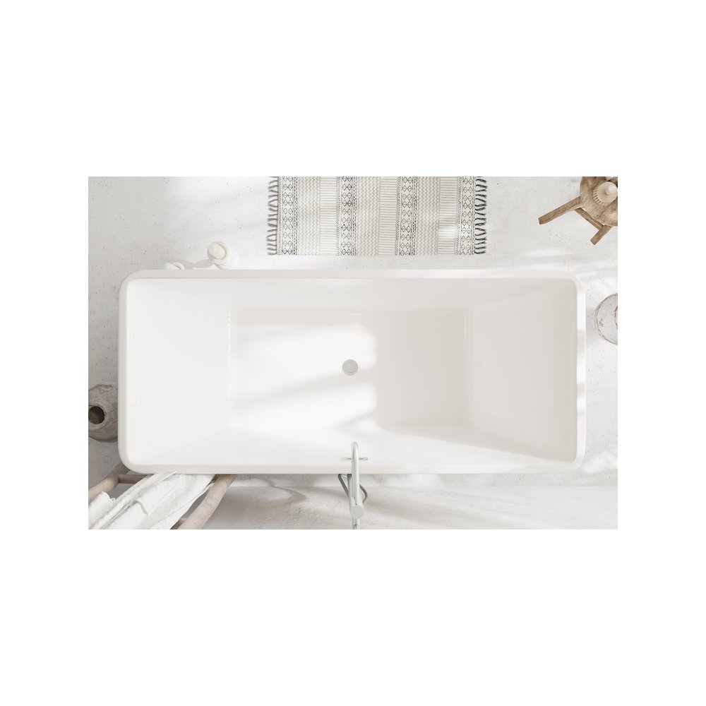 67 inch Bathtub in Glossy White with Brushed Nickel Trim. Picture 4