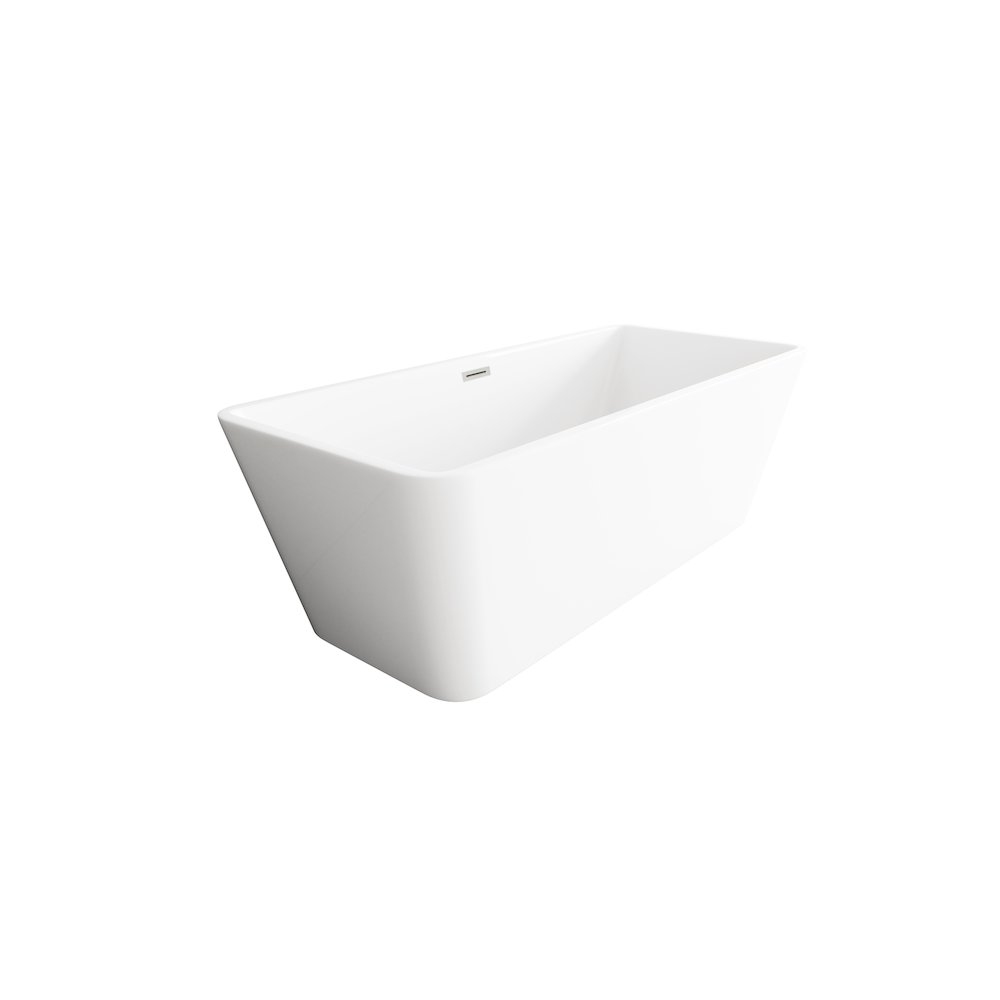 67 inch Bathtub in Glossy White with Brushed Nickel Trim. Picture 5
