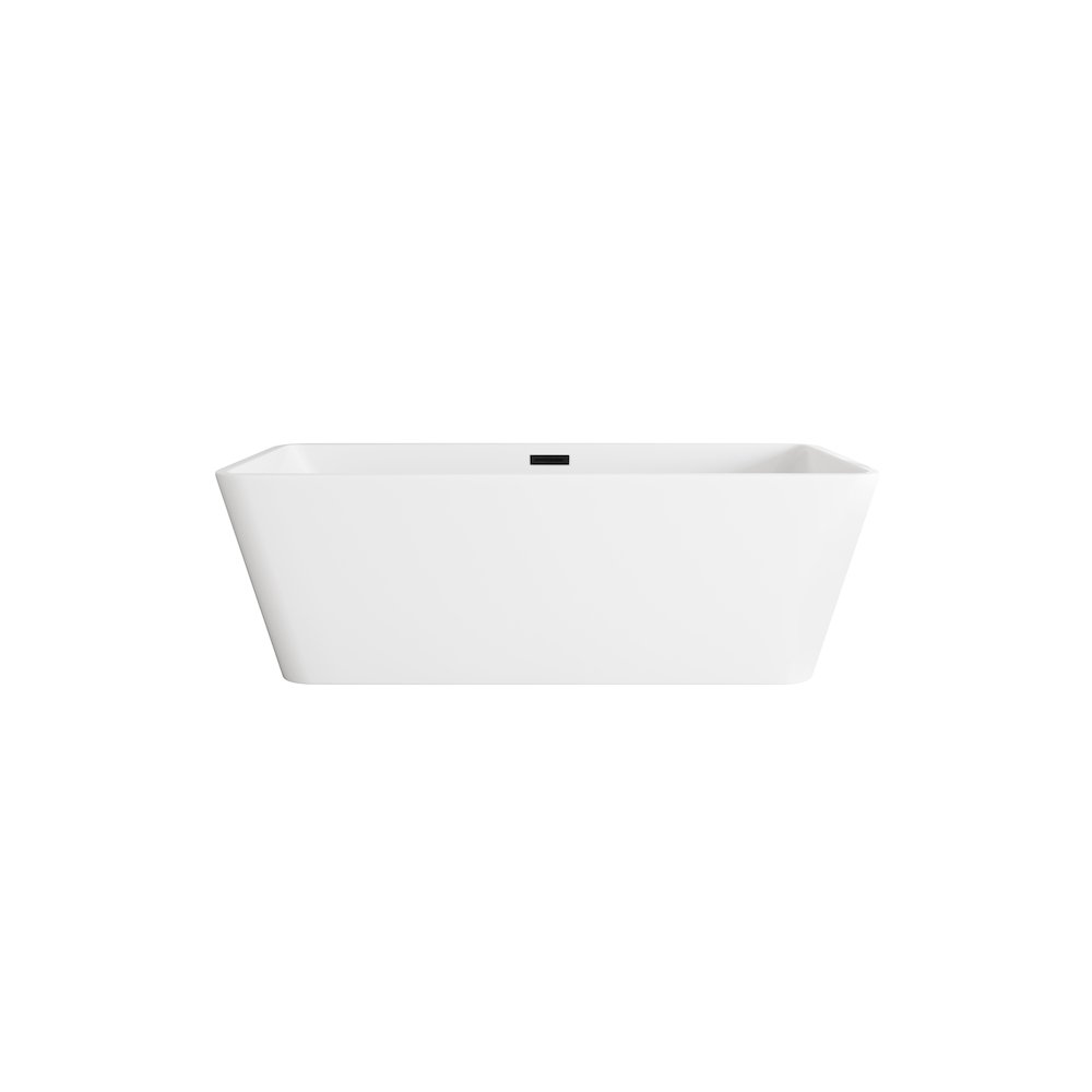 67 inch Bathtub in Glossy White with Matte Black Trim. Picture 1