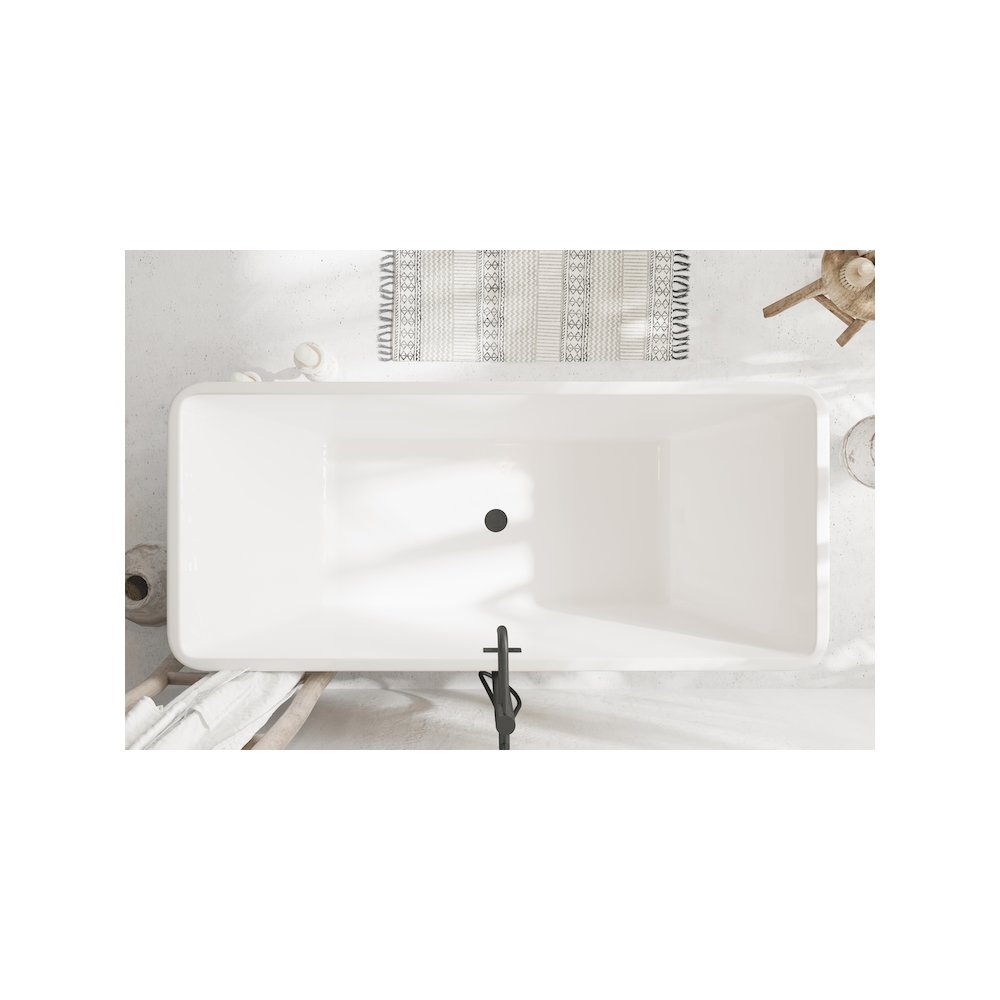 67 inch Bathtub in Glossy White with Matte Black Trim. Picture 4