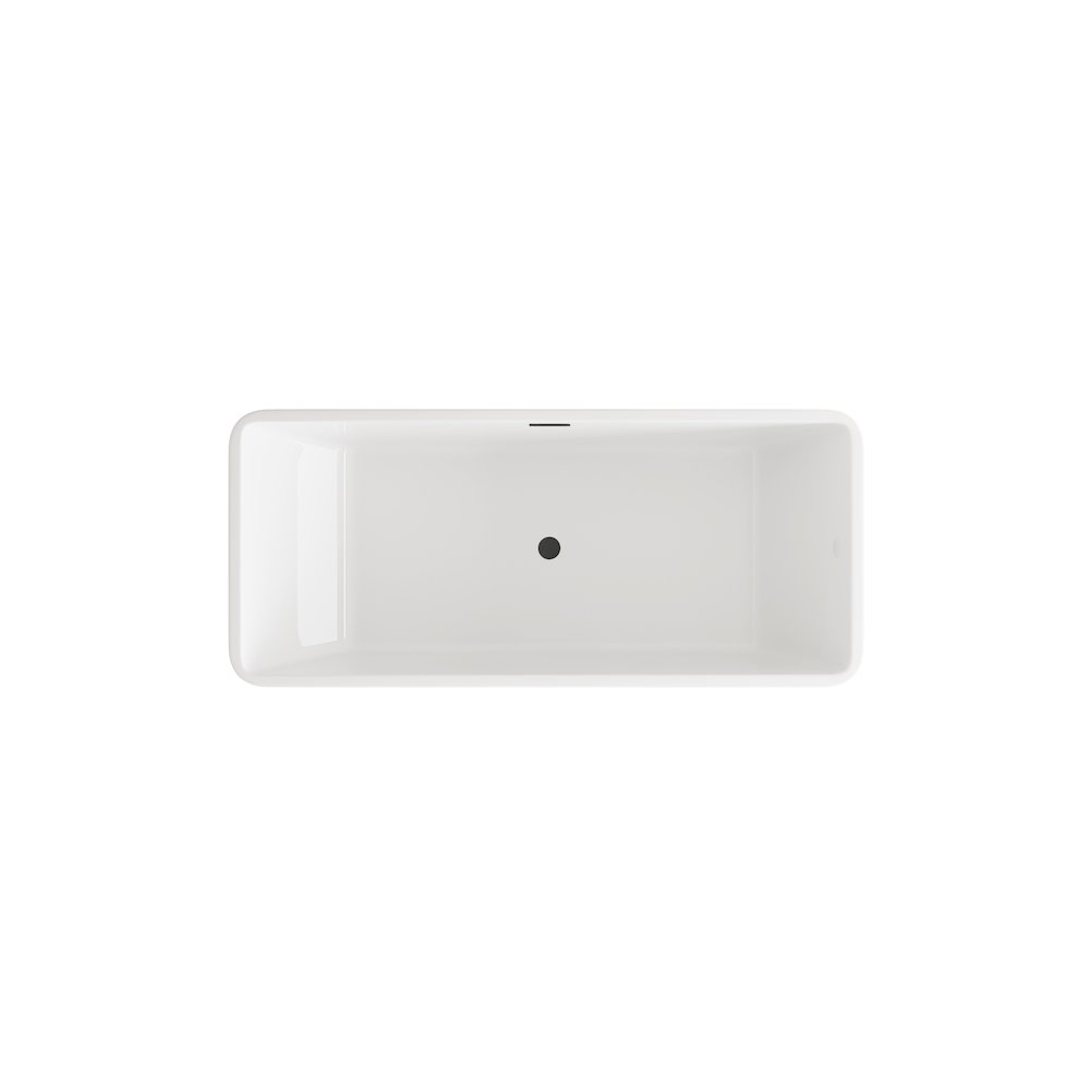 67 inch Bathtub in Glossy White with Matte Black Trim. Picture 6