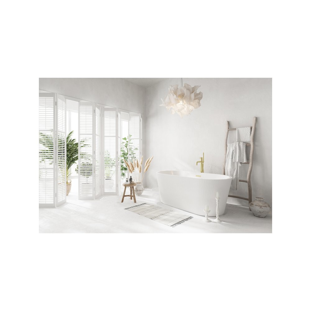 59 inch Bathtub in Glossy White with Brushed Gold Trim. Picture 3