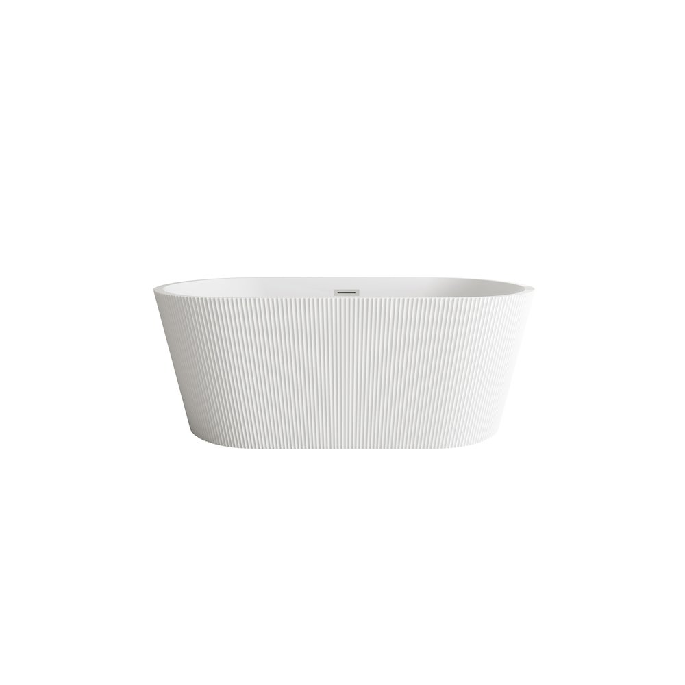59 inch Bathtub in Glossy White with Brushed Nickel Trim. Picture 1