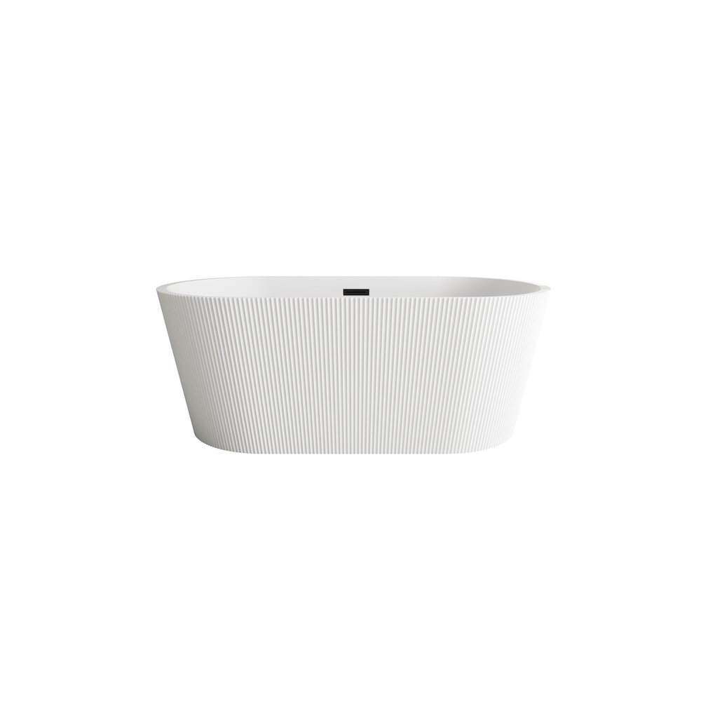 59 inch Bathtub in Glossy White with Matte Black Trim. Picture 1