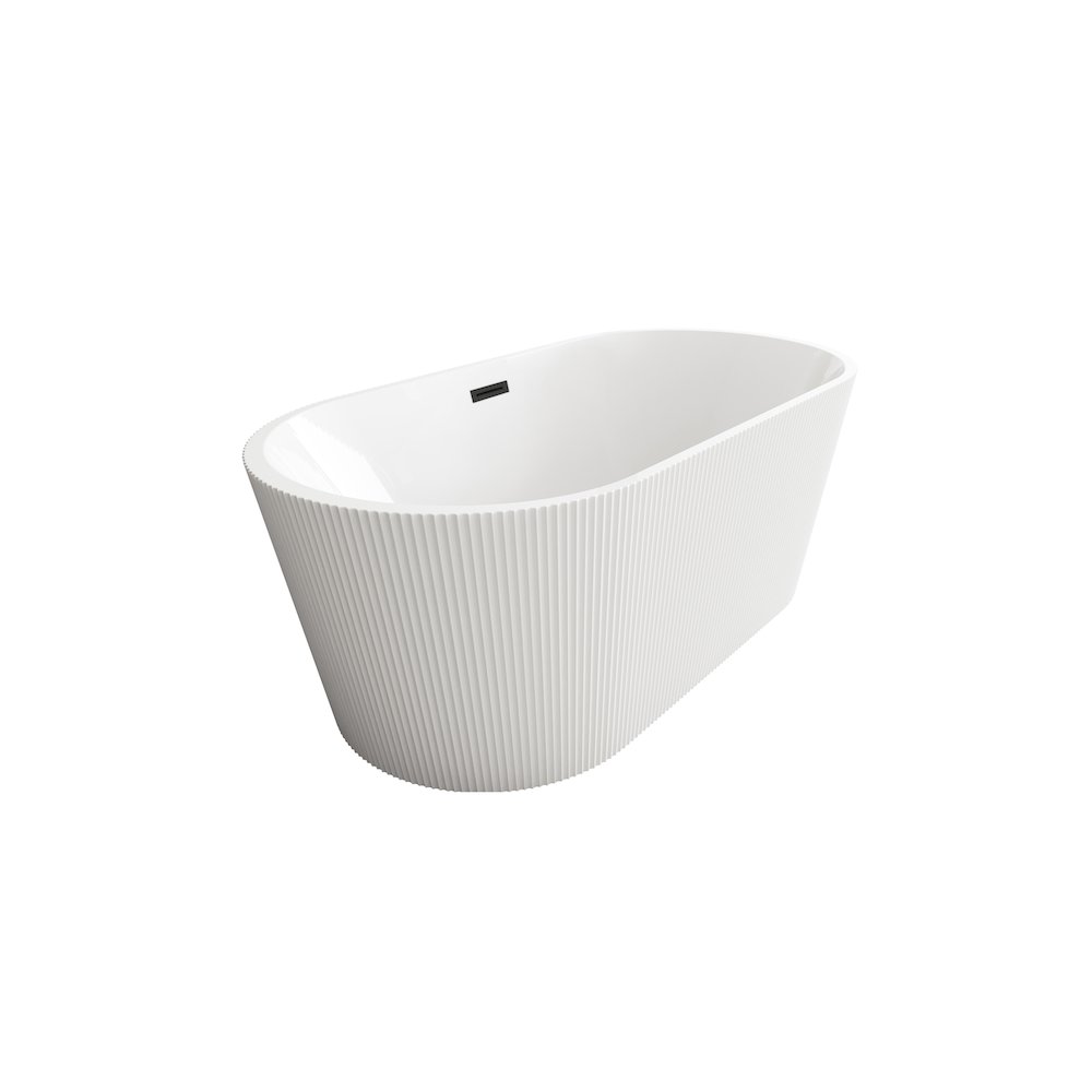 59 inch Bathtub in Glossy White with Matte Black Trim. Picture 5