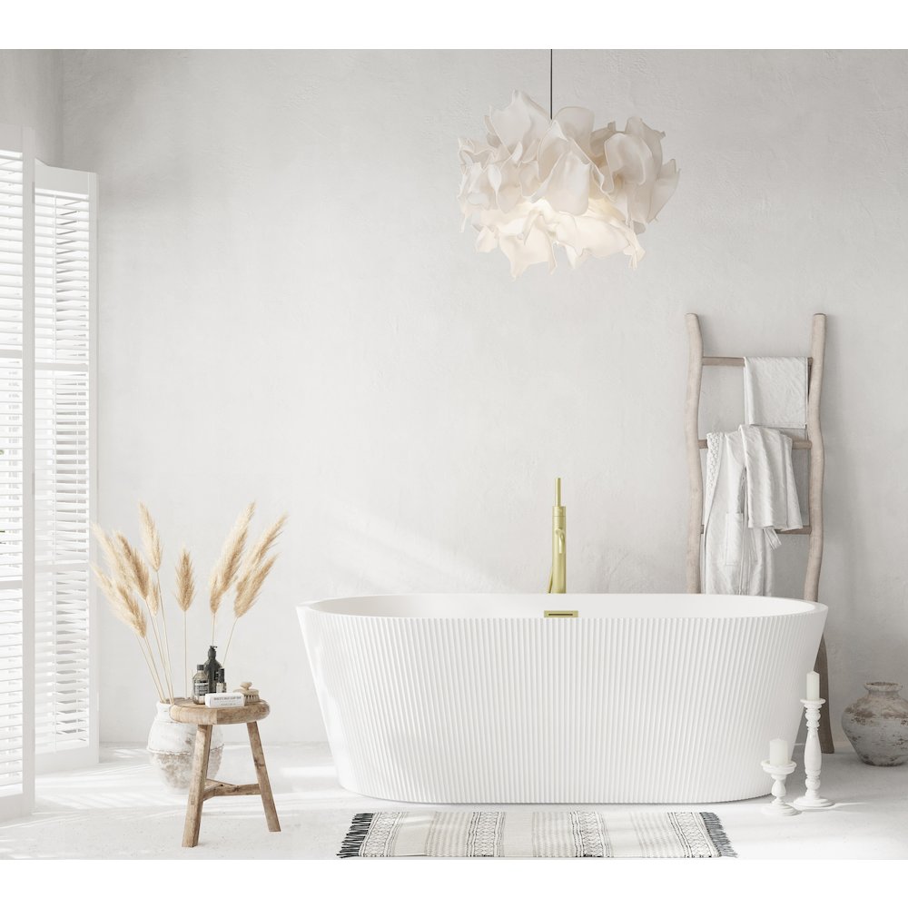 67 inch Bathtub in Glossy White with Brushed Gold Trim. Picture 2