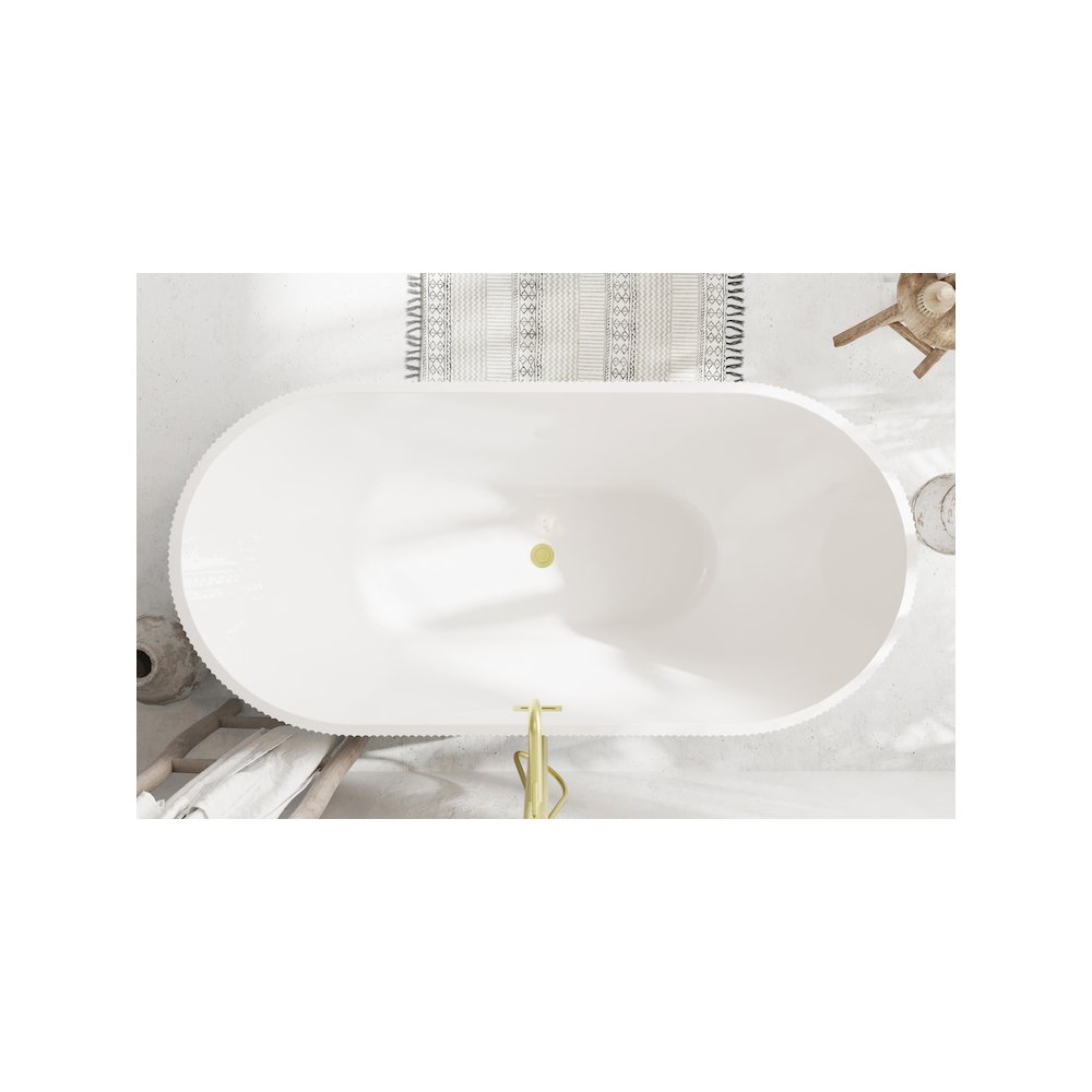 67 inch Bathtub in Glossy White with Brushed Gold Trim. Picture 4