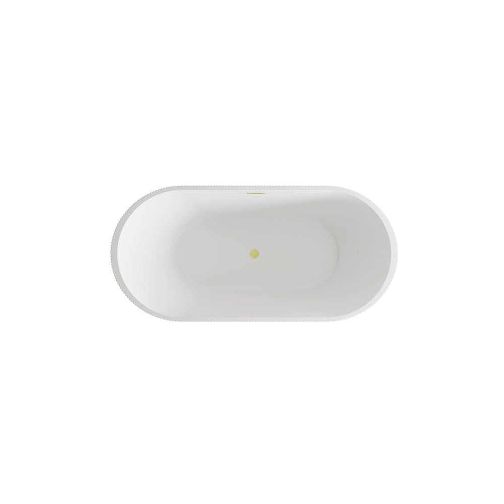 67 inch Bathtub in Glossy White with Brushed Gold Trim. Picture 6