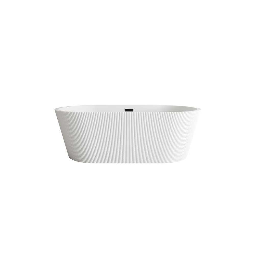 67 inch Bathtub in Glossy White with Matte Black Trim. Picture 1