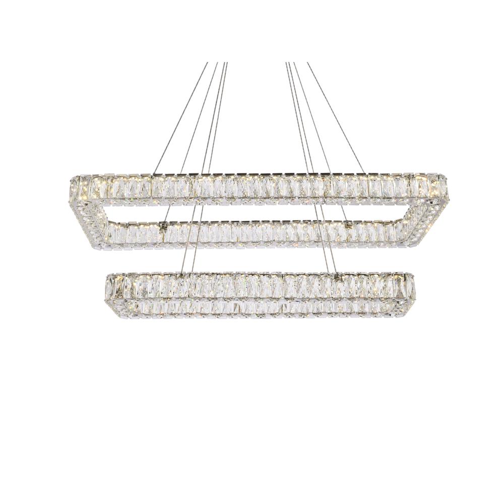 Monroe 42 inch LED double rectangle pendant in chrome. Picture 2