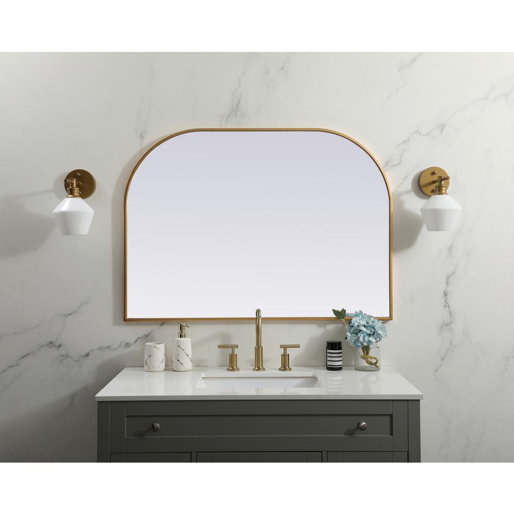 Metal Frame Arch Mirror 42x30 Inch in Brass. Picture 9