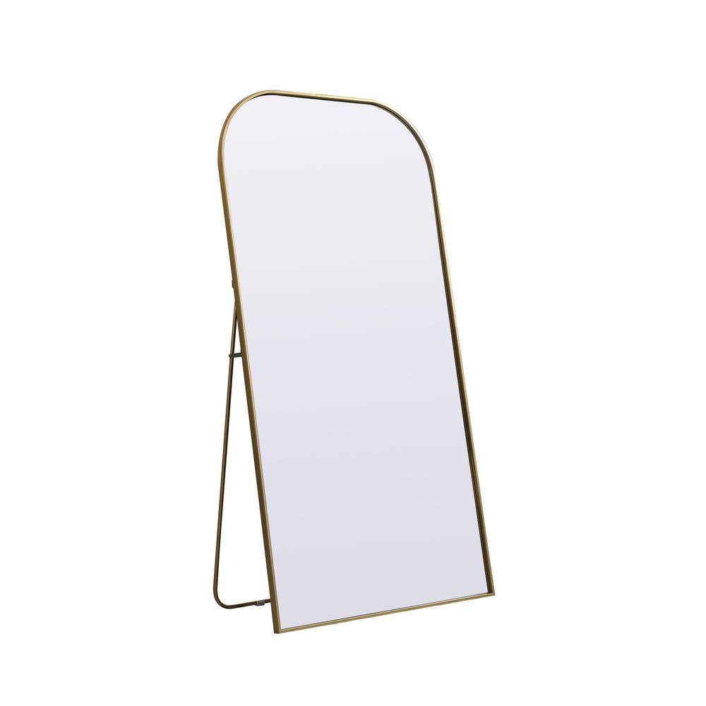 Metal Frame Arch Full Length Mirror 35x66 Inch in Brass. Picture 6