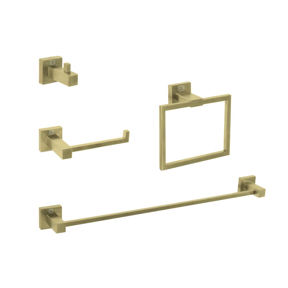 Isla 4-Piece Bathroom Hardware Set in Brushed Gold. Picture 1
