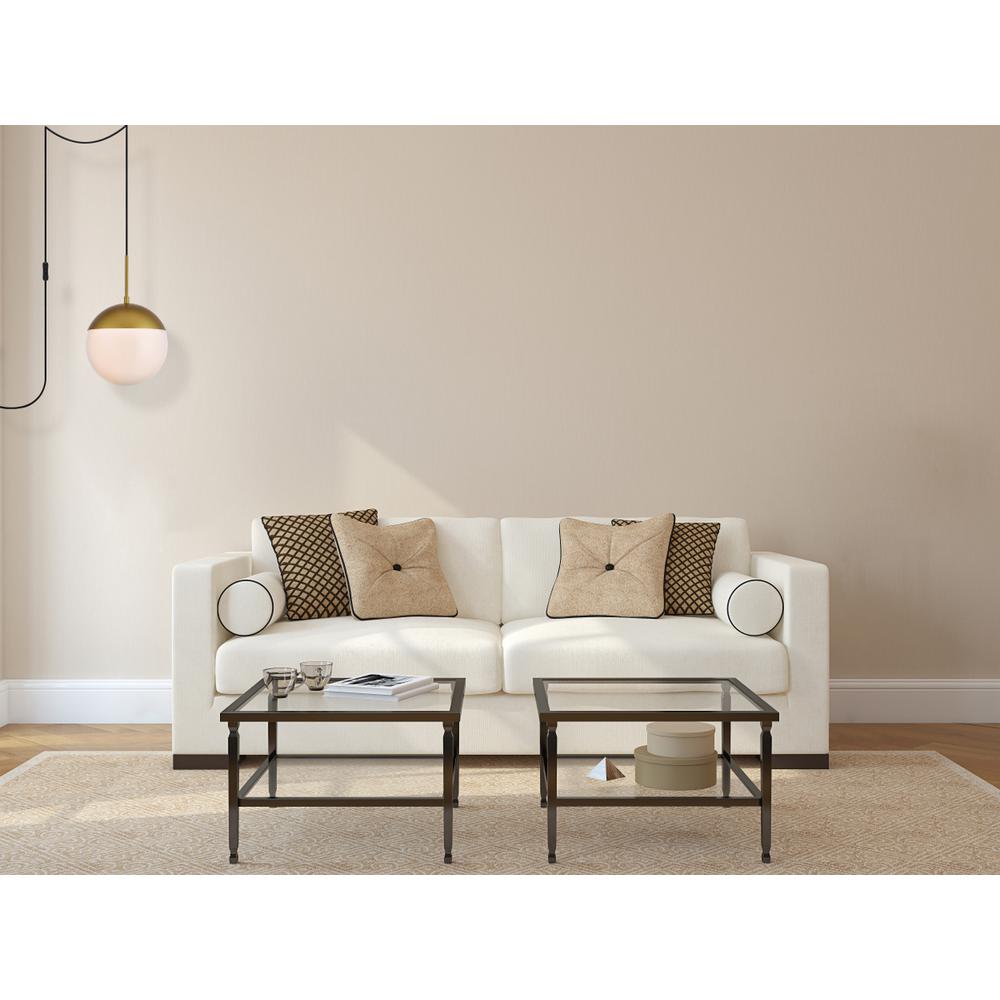Eclipse 1 Light Brass plug in pendant With Frosted White Glass. Picture 6