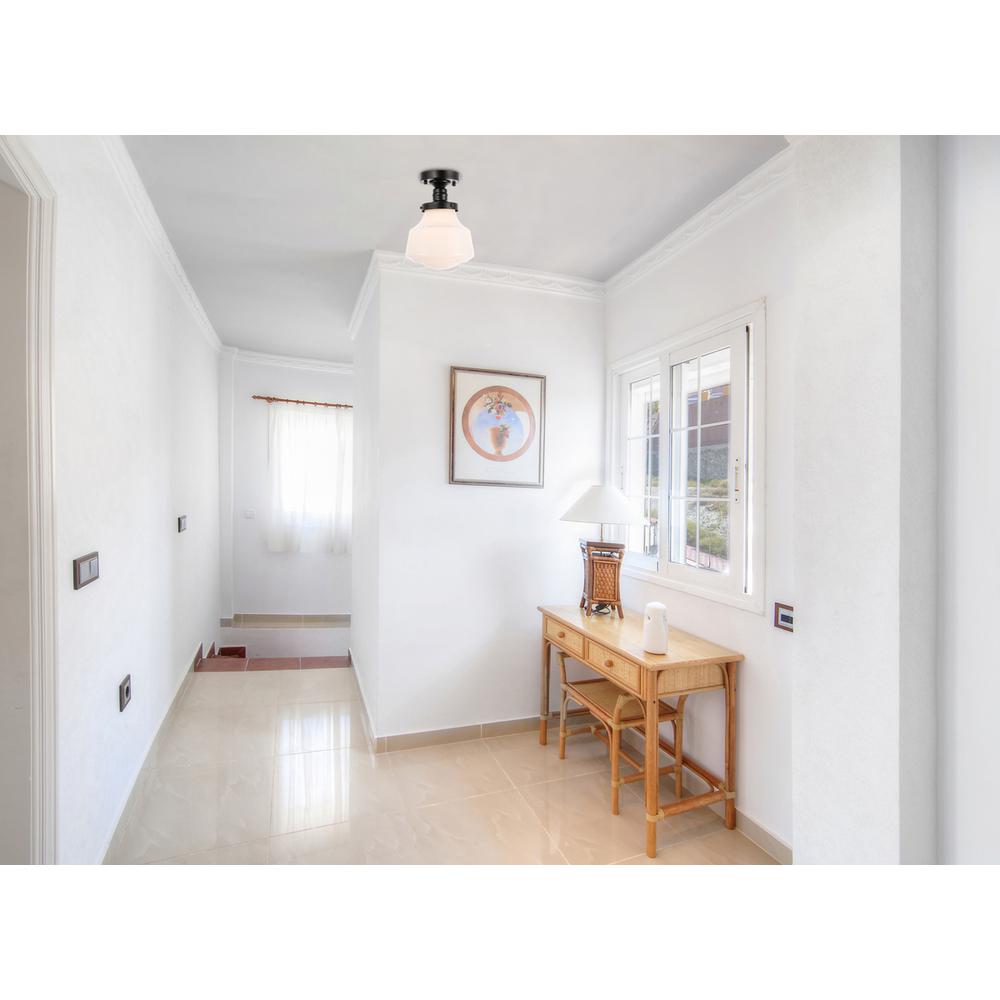 Lyle 1 light Black and frosted white glass Flush mount. Picture 12