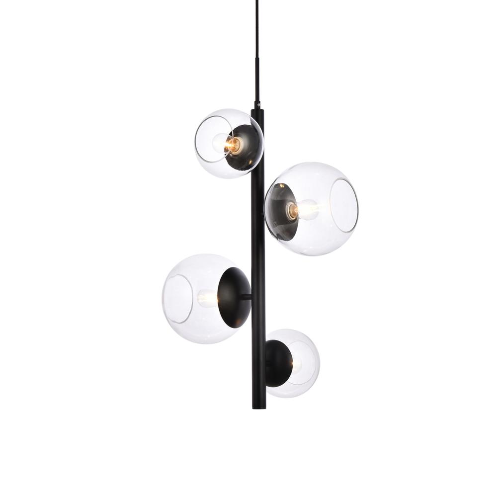 Wells 18 inch pendant in black with clear shade. Picture 2
