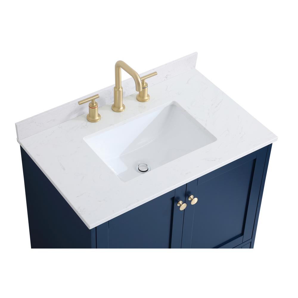 30 inch Single Bathroom Vanity in Blue with Backsplash. Picture 10