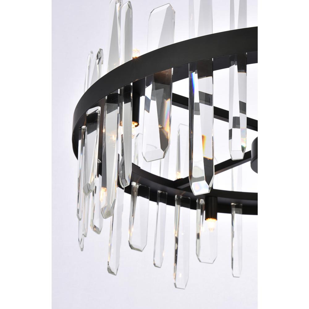 Serena 25 inch crystal round pendant in black. Picture 5