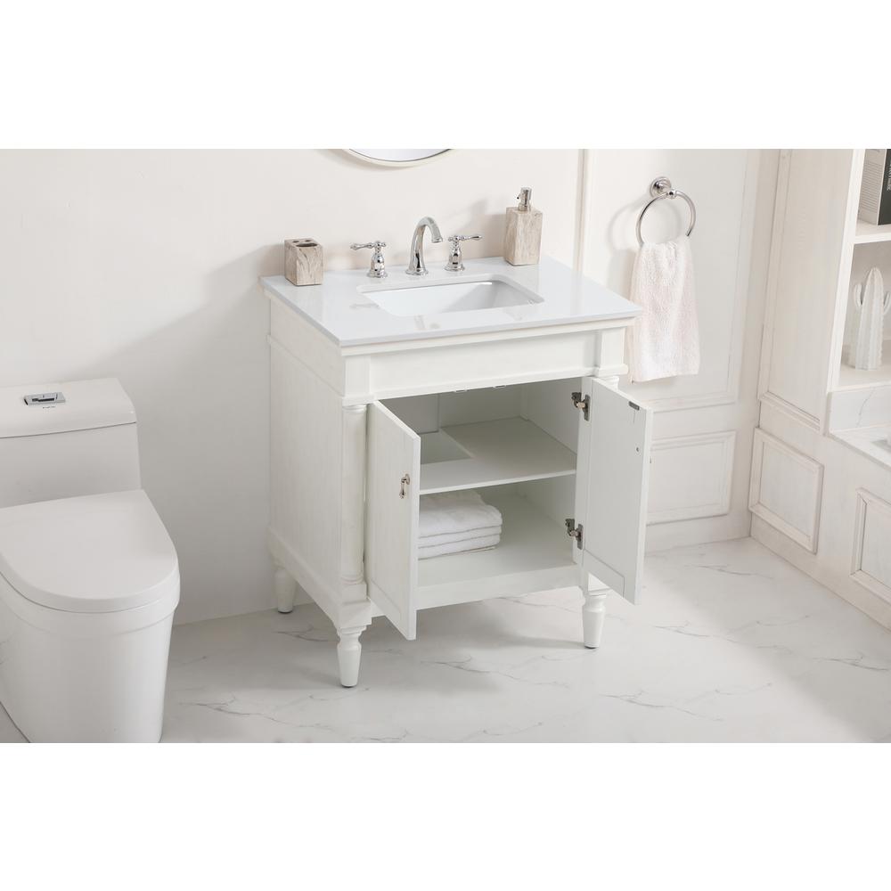 30 inch Single Bathroom vanity in Antique White. Picture 3