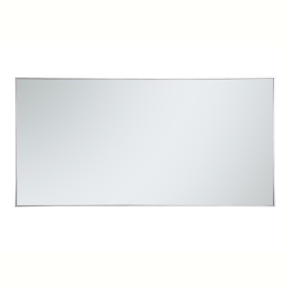 Metal frame rectangle mirror 36 inch in silver. Picture 4