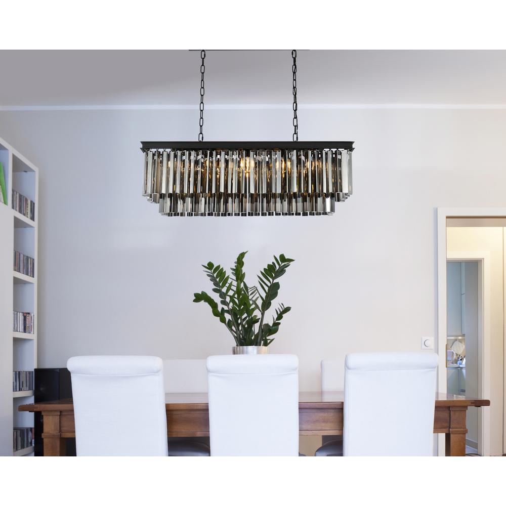 Sydney 12 light Matte Black Chandelier Silver Shade (Grey) Royal Cut Crystal. Picture 8